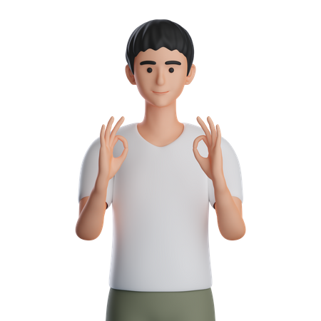 Hombre mostrando gesto ok  3D Icon