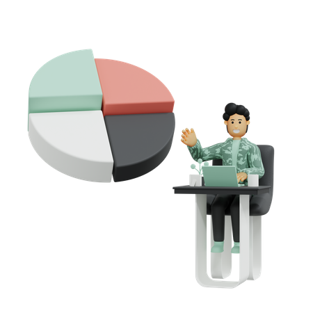 Hombre mostrando gráfico circular  3D Icon