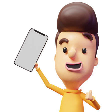 Hombre mostrando la pantalla del móvil  3D Icon