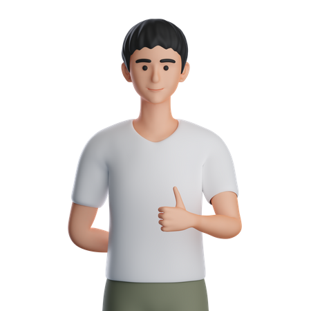 Hombre mostrando los pulgares hacia arriba con la mano izquierda  3D Icon