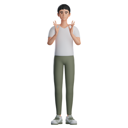 Hombre mostrando gesto ok  3D Illustration