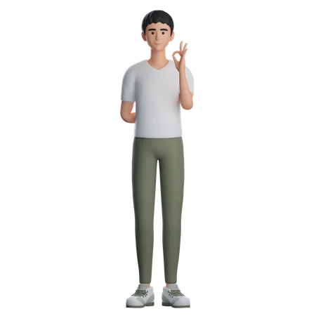 Hombre mostrando gesto ok  3D Illustration