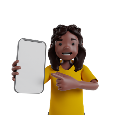 Hombre mostrando la pantalla del móvil  3D Illustration
