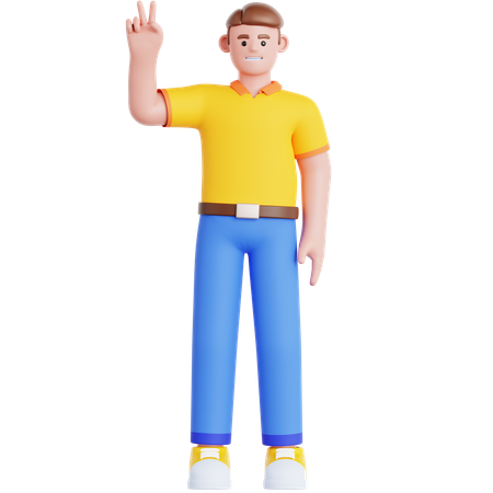 Hombre mostrando paz  3D Illustration