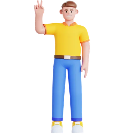 Hombre mostrando paz  3D Illustration