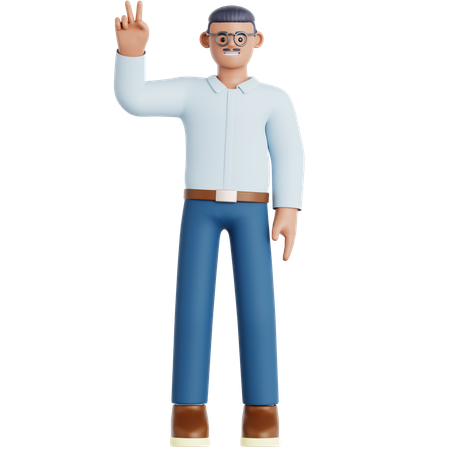 Hombre mostrando paz  3D Icon