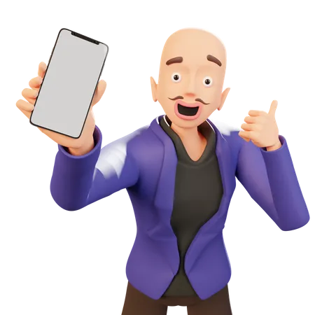 Hombre mostrando teléfono inteligente  3D Illustration