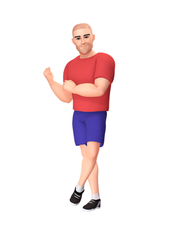 Hombre mostrando su músculo  3D Illustration