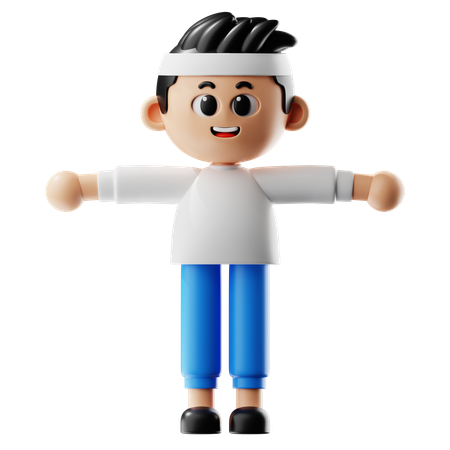 Hombre mostrando T POSE  3D Illustration