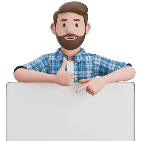 Hombre mostrando tablero  3D Illustration