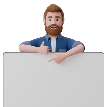 Hombre mostrando tablero  3D Icon