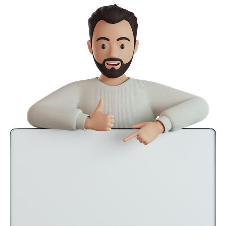 Hombre mostrando tablero  3D Icon