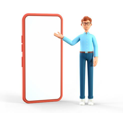 Hombre mostrando teléfono inteligente  3D Icon