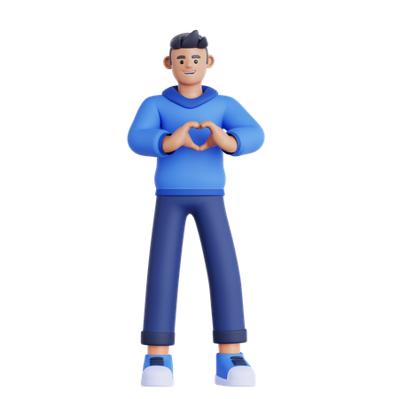 Hombre mostrando una forma de corazón  3D Illustration