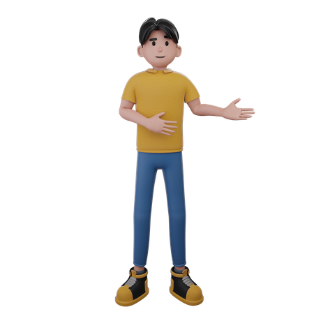 Hombre muestra algo  3D Illustration