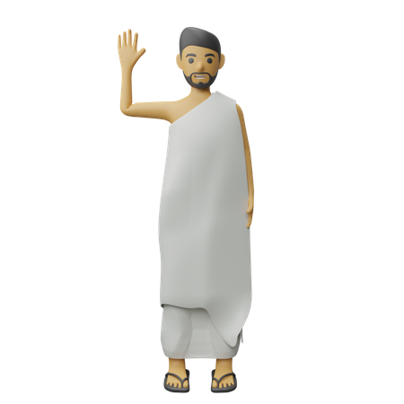 Hombre musulmán agitando la mano  3D Illustration