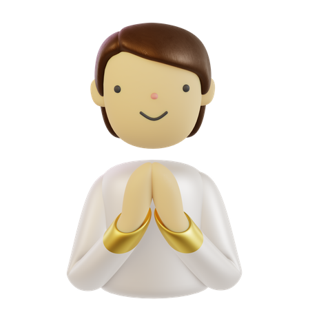 Hombre musulmán con gesto de mano salam  3D Icon