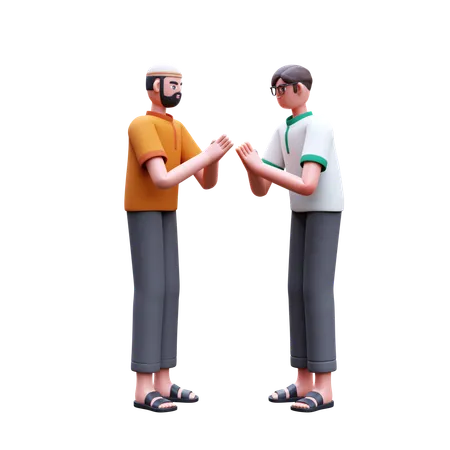 Hombre musulmán dando el saludo de Ramadán  3D Icon