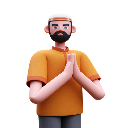 Hombre musulmán dando el saludo de Ramadán  3D Icon