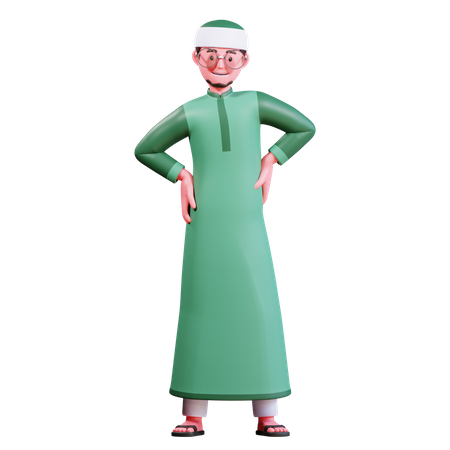 Hombre musulmán de pie  3D Illustration