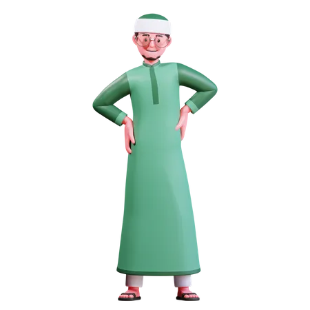 Hombre musulmán de pie  3D Illustration