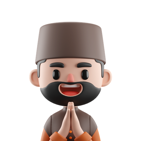 Hombre musulmán diciendo namaste  3D Icon