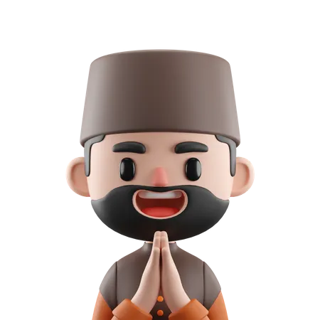 Hombre musulmán diciendo namaste  3D Icon