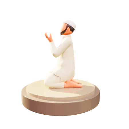 Hombre musulmán haciendo namaz  3D Illustration