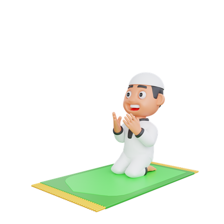 Hombre musulmán haciendo oración de Ramadán  3D Illustration