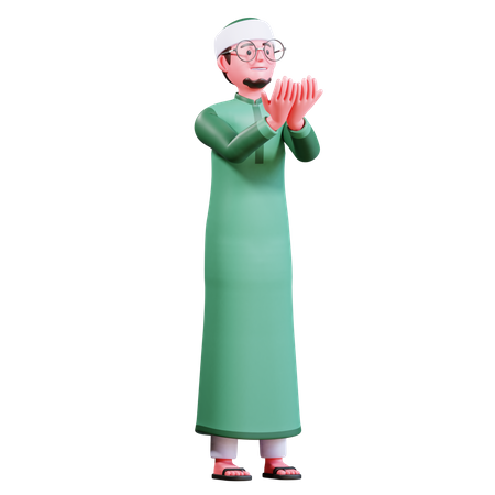 Hombre musulmán rezando  3D Illustration