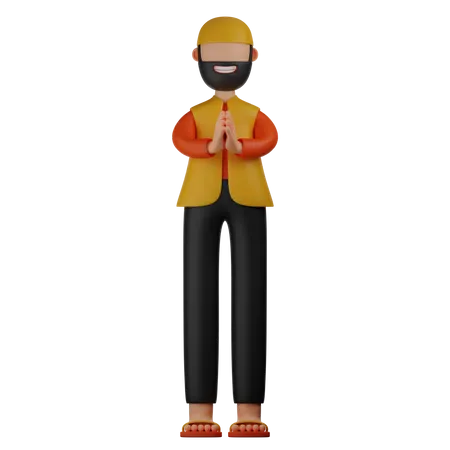 Hombre musulmán rezando  3D Illustration