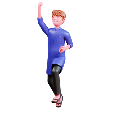 Hombre musulmán saltando en el aire  3D Icon