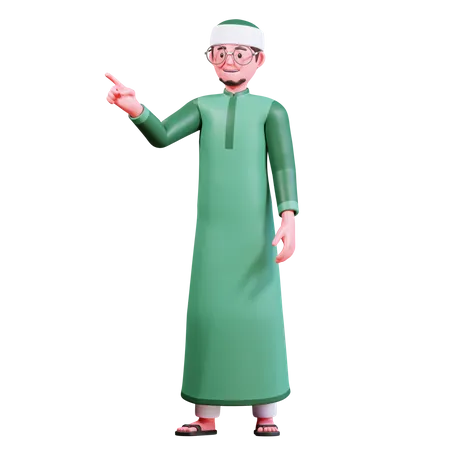 Hombre musulmán señalando algo  3D Illustration