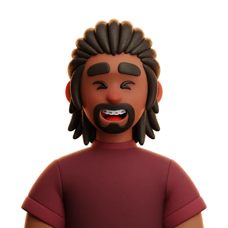 Hombre afro negro  3D Icon