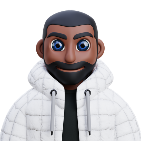Hombre oscuro con chaqueta blanca  3D Icon