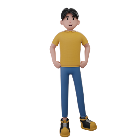 Hombre parado quieto  3D Illustration