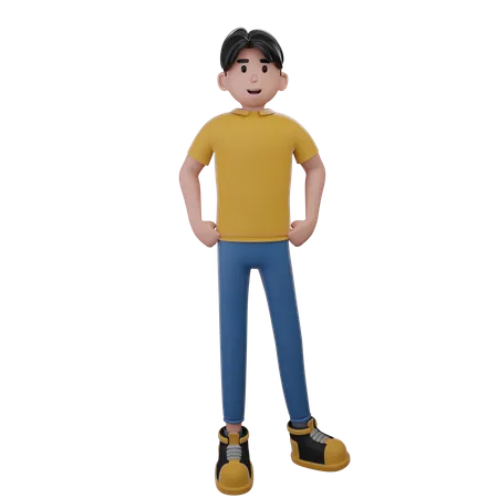 Hombre parado quieto  3D Illustration