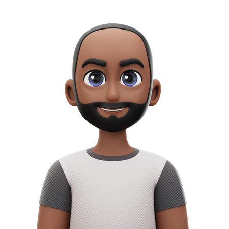 Hombre de pelo corto con barba  3D Icon