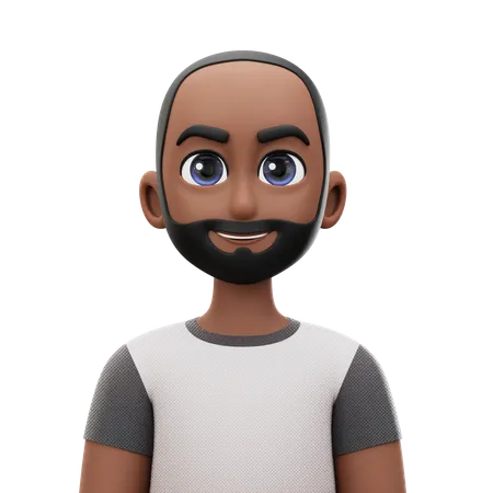 Hombre de pelo corto con barba  3D Icon