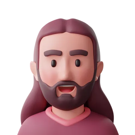 Hombre de pelo largo  3D Icon