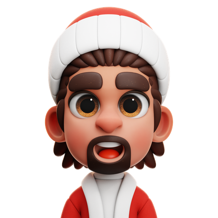 HOMBRE DE CABELLO LARGO CON TRAJE DE PAPÁ NOEL  3D Icon