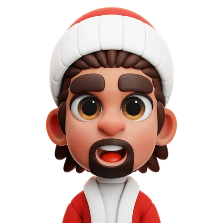 HOMBRE DE CABELLO LARGO CON TRAJE DE PAPÁ NOEL  3D Icon