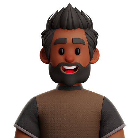 Hombre de pelo mohawk con barba  3D Icon