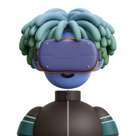 Hombre de pelo rastas con gafas VR  3D Icon