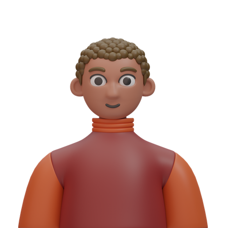 Hombre de pelo rizado sonriendo  3D Icon