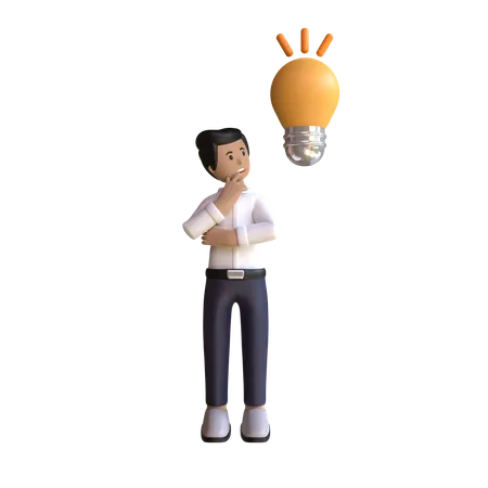 Hombre pensando idea  3D Illustration