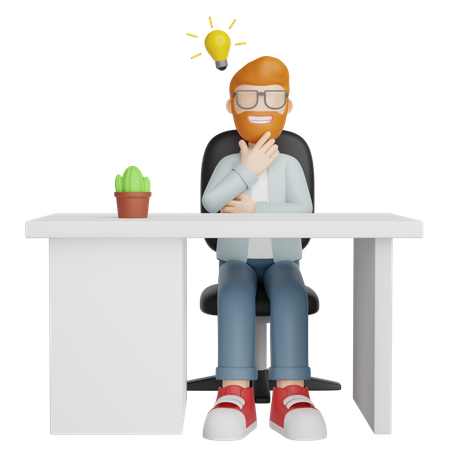 Hombre pensando idea  3D Illustration