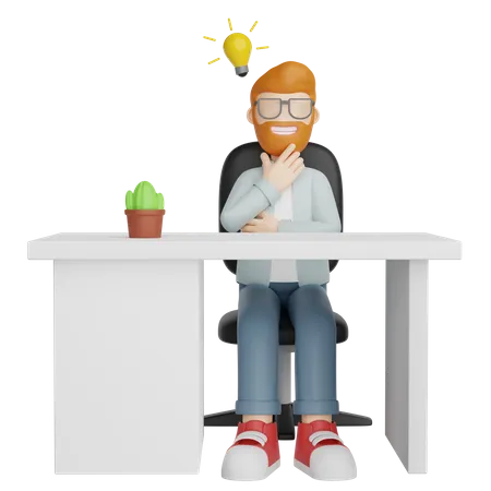 Hombre pensando idea  3D Illustration