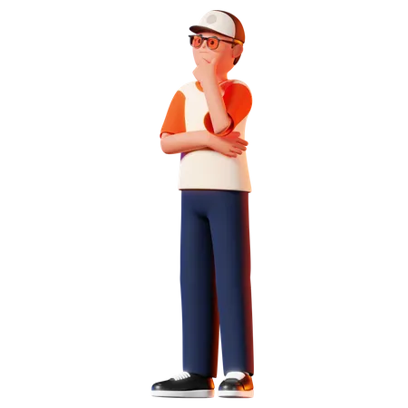 Hombre pensando pose  3D Illustration