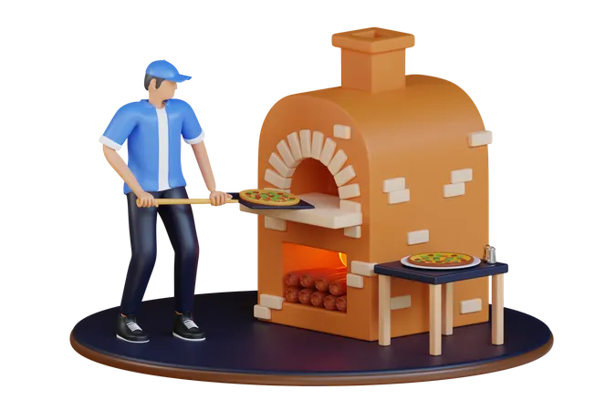 Hombre pizzero  3D Illustration
